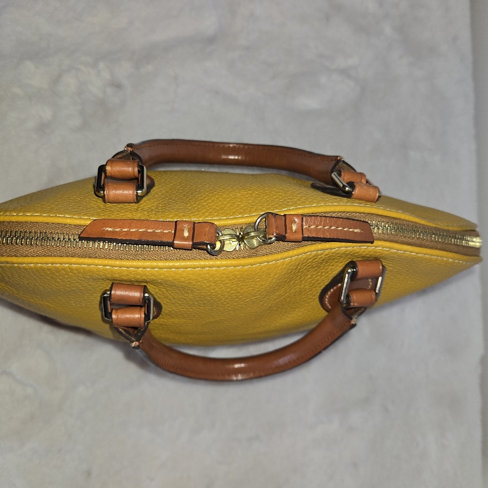 Dooney & Bourke Yellow Leather Satchel - Picture 3 of 14